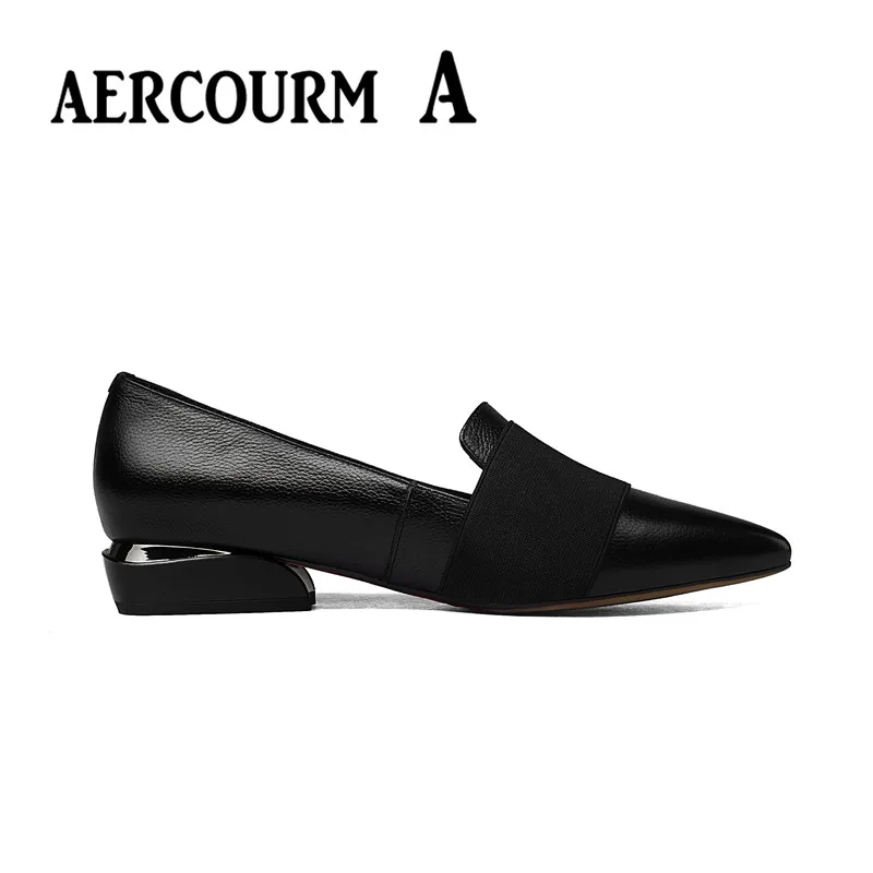 Aercourm A/; женская обувь из натуральной кожи; женская обувь на низком каблуке; черные туфли на каблуке; пикантная женская обувь для офиса и вечеринки; большие размеры 34-43