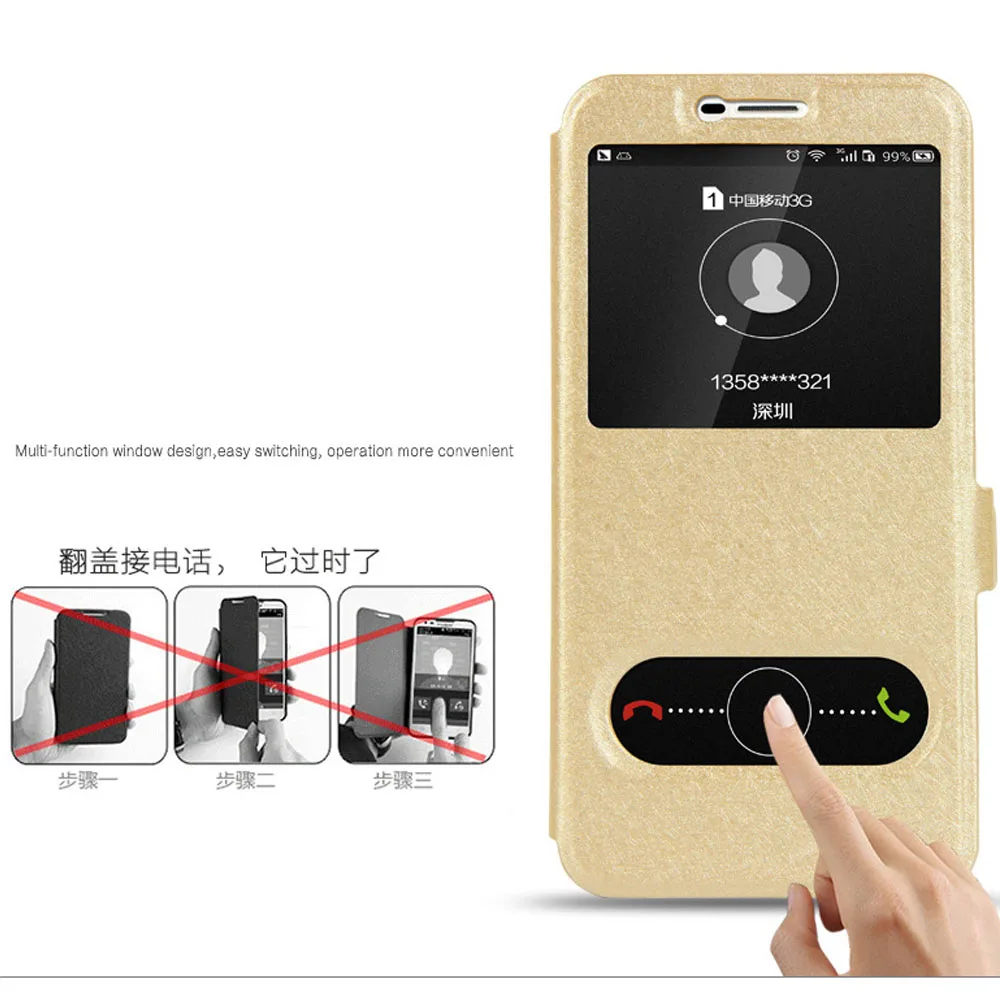 Флип чехол для HUAWEI Y6 pro TIT U02 кожаный с двумя окошками Huawei Enjoy 5 Honor Holly 2 Plus 4C pro|case
