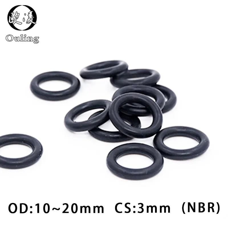 50PC/lot Rubber Ring NBR Sealing O Ring 3mm Thickness OD10/11/12/13/14/15/16/17/18/19/20*3mm O-Ring Seal Gaskets Ring Washer-.-