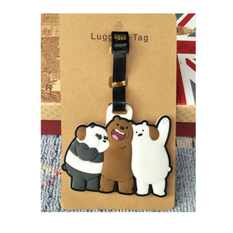 Travel Accessories Cute Cartoon Bear Luggage Tag Silica Gel Suitcase ID Address Holder Baggage Boarding Tags Portable Label 6