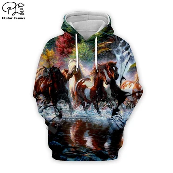 

New 3D sweatshirt Hoodies Men Horse Colorful 3D Print Long Sleeve Fashion Hipster Hoodie Loose Streetwear Pullovers Top MA020