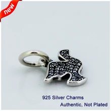 Подходит для Pandora Браслеты голубь подвески с прозрачным кубическим цирконием серебряные бусины 925 пробы