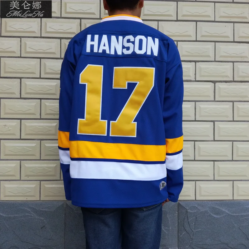 

MeiLunNa Christmas Black Friday Slap Shot Charlestown Chiefs Hockey Jerseys #17 Steve Hanson Brothers Jersey Blue 1701