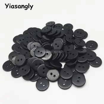 

300pcs/lot 15mm Black Buttons With 2 Holes Round Resin Button Embellishments Sewing Scrapbooking Garment Accessories