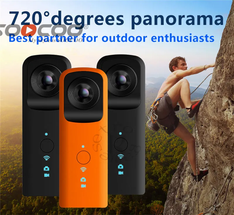 VR Camera 360 Camera Handheld Support WiFi Dual 1920 * 960 30fps 210 HD Wide Angle FishEye Lens Panoramic Driving VR Action Cam