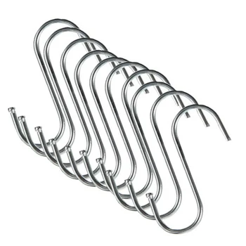 

AUTO -10 pieces 8 cm S-shaped stainless steel hook Rideau hook S Kitchen curtain hanging hook stainless steel meat hooks