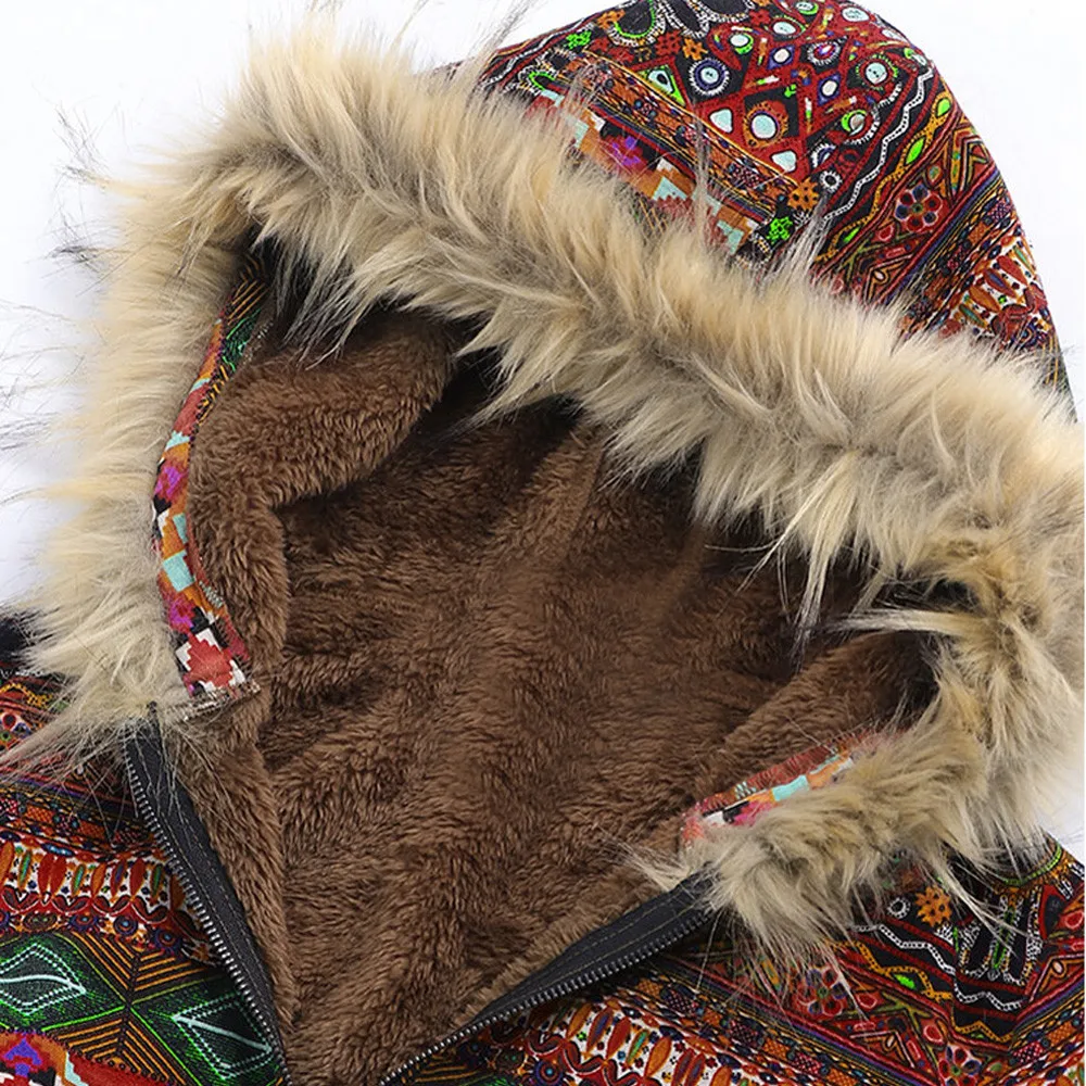 JAYCOSIN куртки плюс размер винтавинтажный цветочный узор Верхняя одежда Пальто женские теплые ветрозащитные с капюшоном утепленная одежда оверсайз 09