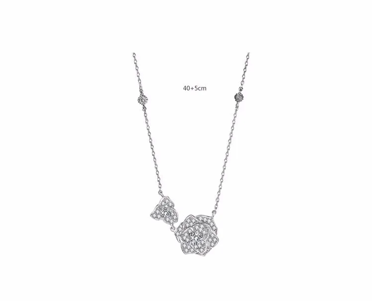 LUOTEEMI, модное красивое женское ожерелье с двумя цветочками, роскошное Элегантное ожерелье, ювелирное изделие