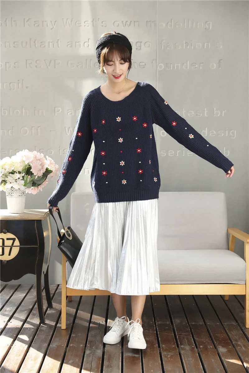 2018 Autumn Sweater Women Embroidery Knitted Winter  (9)