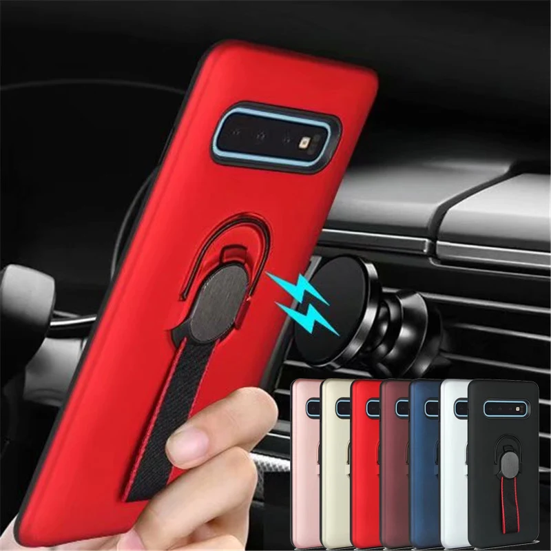 

For Samsung Galaxy S10 Magnetic Ring Stand Shell Fashion Car Holder Anti-Fall Case For S10 Lite S10 Plus Rugged Armor Hard Cover