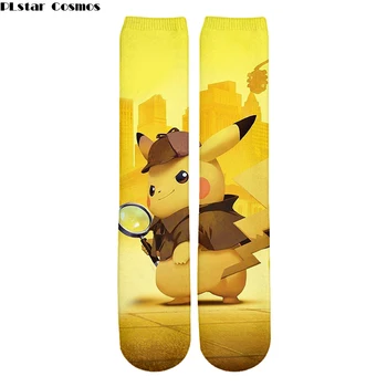 

Kawaii Harajuku Pokemon New Detective Pikachu Socks 3D Printed Cartoon Men/Women's Crew Socks Novelty teens Casual Socks Meias