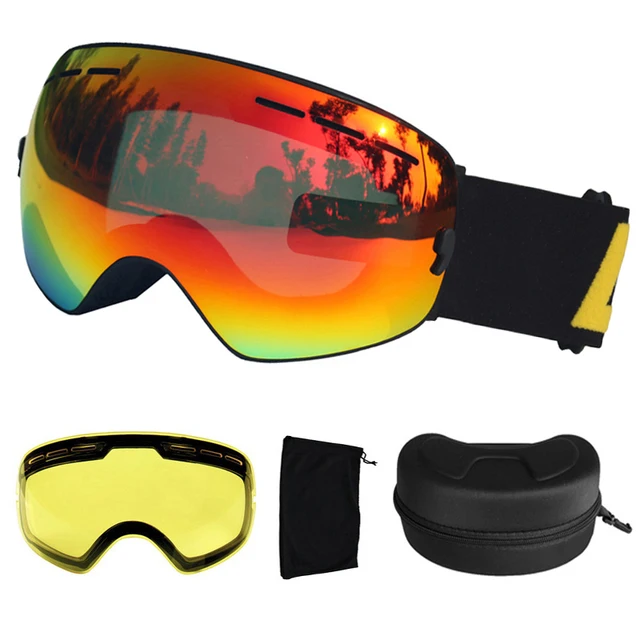US $31.82 LOCLE Ski Goggles Anti-fog Spherical Ski Glasses UV400 Ski Snowboard Goggles Ski Eyewear With Night