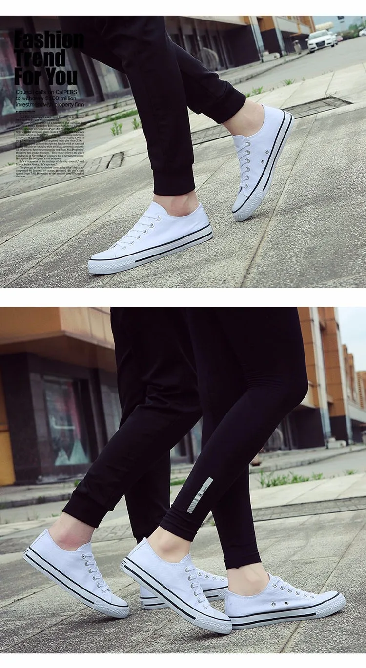 Hellozebra Men Casual Canvas Shoes Classical Lace Up Solid Flats Breathable Board Soft Leather Students Shoes 2016 Autumn New (29)