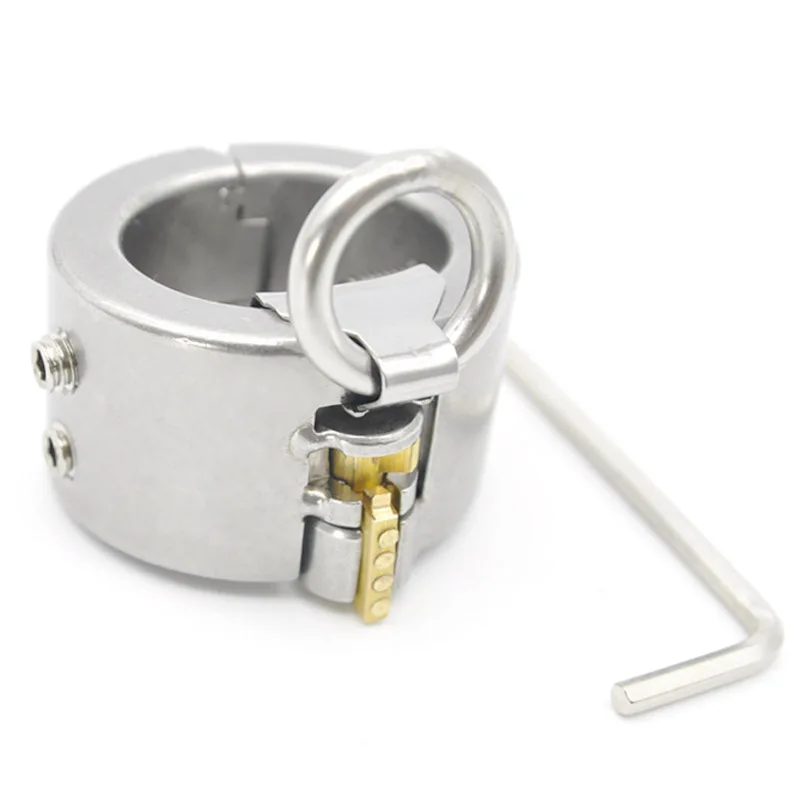 

Scrotum Bondage Heavy Ring Delayed Ejaculation Adjustable Cock Ring Male Masturbator Dick Ring Metal Chastity Lock Erotic Toys.