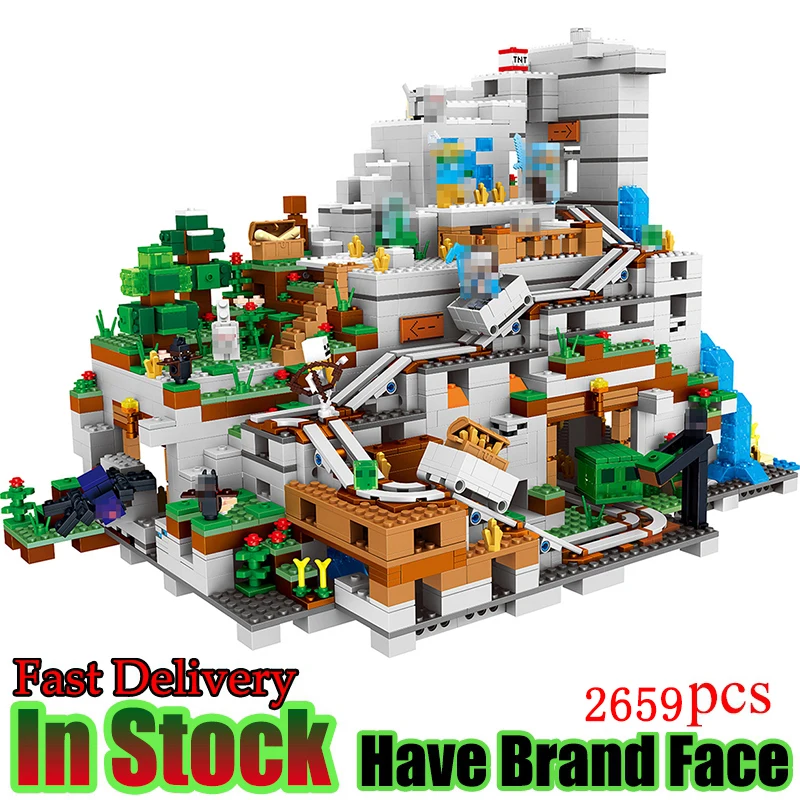 

2659PCS The Mountain Cave Model Building Blocks Bricks Kit My worlds Miniecraft Compatible 21137 Toys For Chlidren Gift
