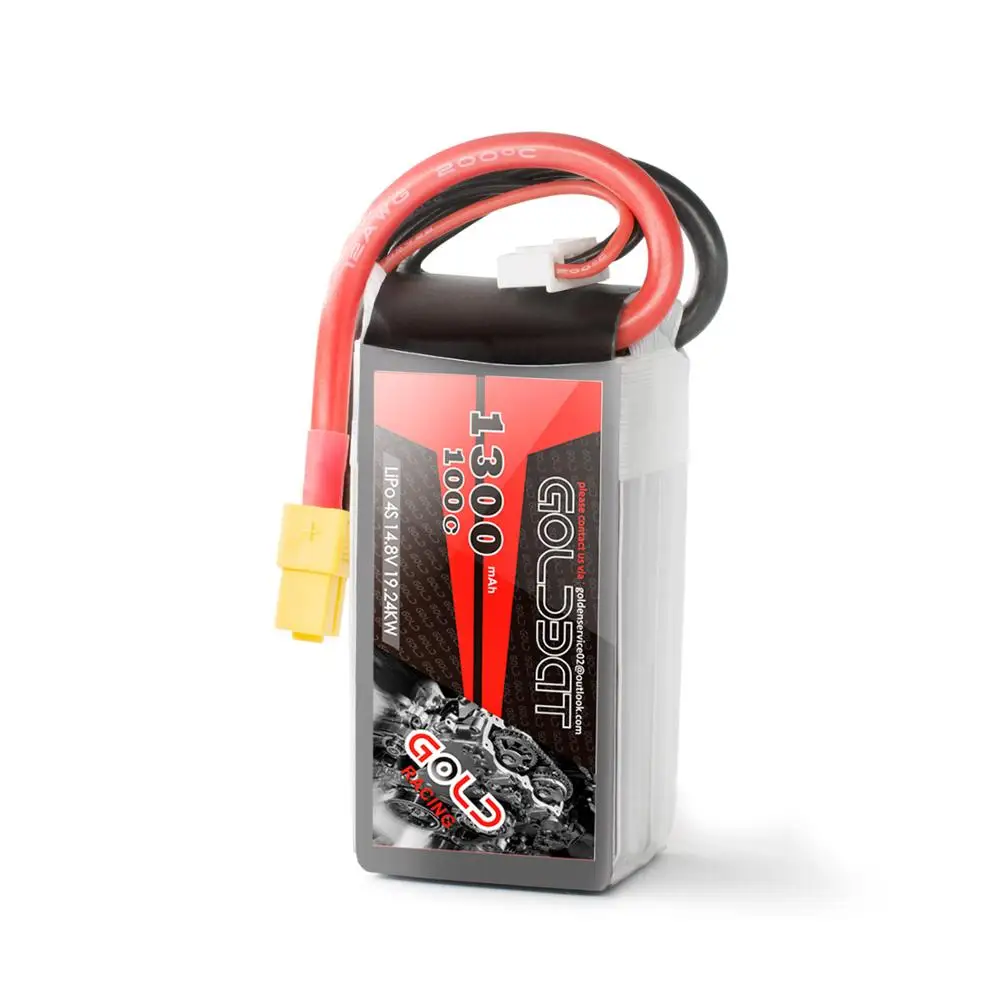 GOLDBAT Lipo аккумулятор 1300mAh 4S 100C 14,8 V софткейс с разъемом XT60 для радиоуправляемого автомобиля грузовика Heli самолета БПЛА дрона FPV Racing 2pac - Цвет: XT60 Plug