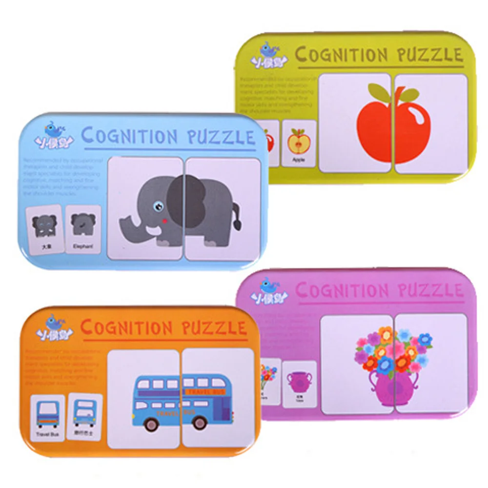 

Cognition Puzzle Toys Baby Learning English Iron Box Montessori Matching Game Educational Toys Puzzles For Children Gift