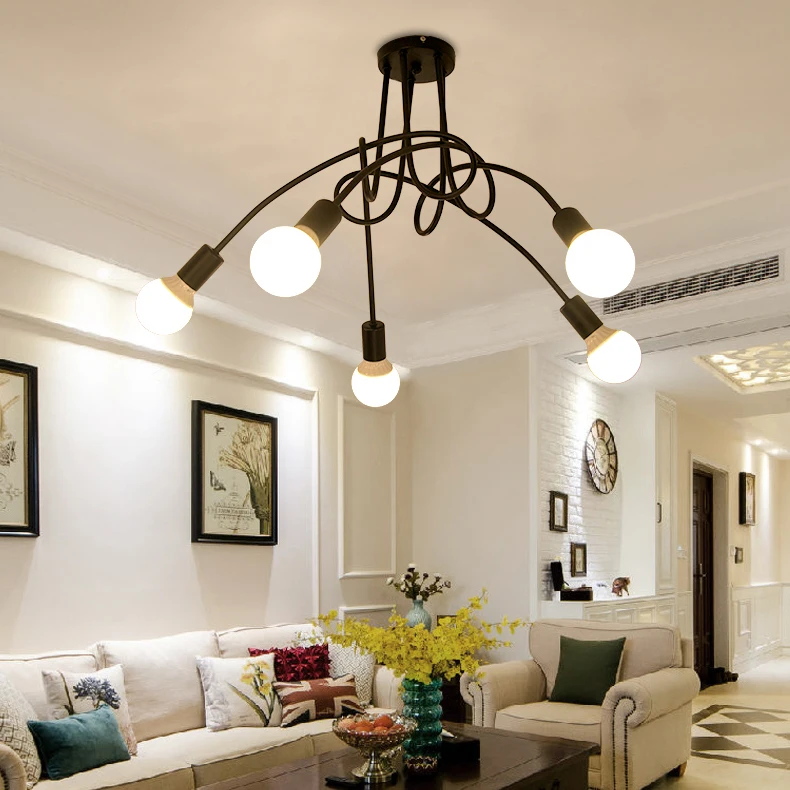

Loft Spider Ceiling Lights E27 Lamp Modern Creative Home lighting Multiple Wrought Iron fixtures ding room bedroom