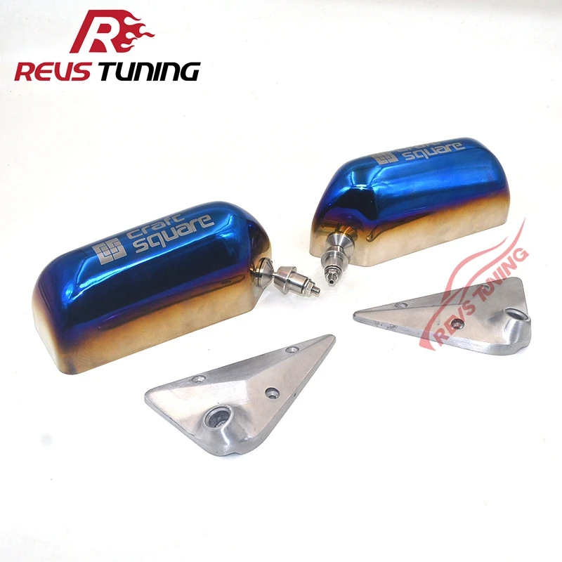 

Free Shipping 1Pair Blue Steel Cover Universal Auto F1 Style Racing Car Side Mirror Rearview Rear View Mirror Glass