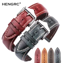 Ремешки для наручных часов из воловьей кожи, 18 мм, 20 мм, 22 мм, 24 мм, синий, желтый, зеленый цвета, для женщин и мужчин, натуральная кожа, винтажные наручные часы, ремешок, ремень