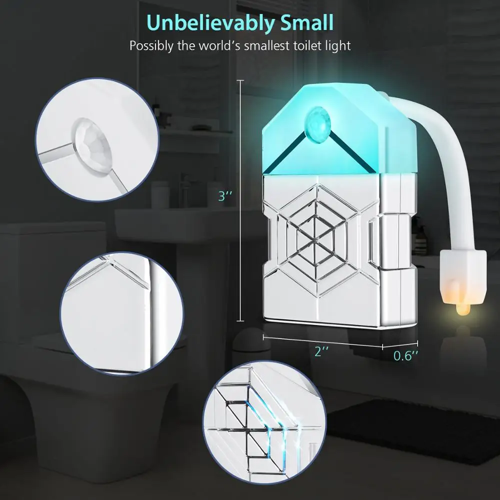 

Motion Sensor LED Lamp Human Activated Backlight For Toilet Bowl Bathroom Night Light UV Sterilization LED Toilet Light 16 Color