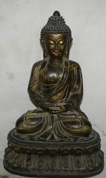 

JP S0524 16" Tibet Buddhism Bronze Seat lotus Shakyamuni Amitabha Buddha Sakyamuni Statue (B0328)