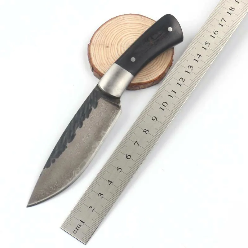 

Free Shipping Hunting Knife Damascus steel Knife Hand Forged Knife Sharp Knives Pattern Steel with High Hardness