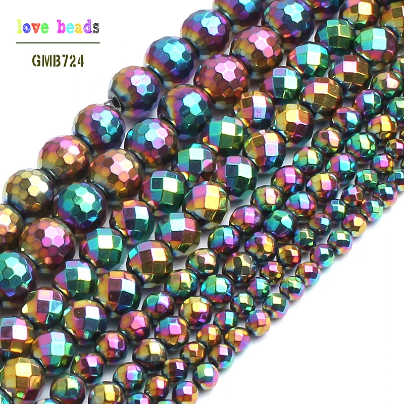

Natural Multicolor Faceted Hematite Stone Beads For Jewelry Making 15 inches 2/3/4/6/8/10mm Round Beads Diy Jewelry