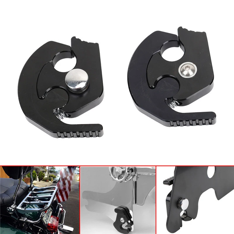 For Harley Touring Detachable Rotary Sissy Bar Luggage Rack Docking Latch Clip For Road King Electra Glide Sportster 833 1200 Softail Fat Boy (4)