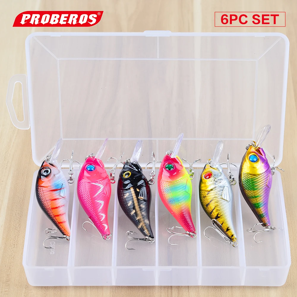 6pcs/set Fishing Bait set with box 7.5cm/10.2g Fishing Tackle 6 Clolor