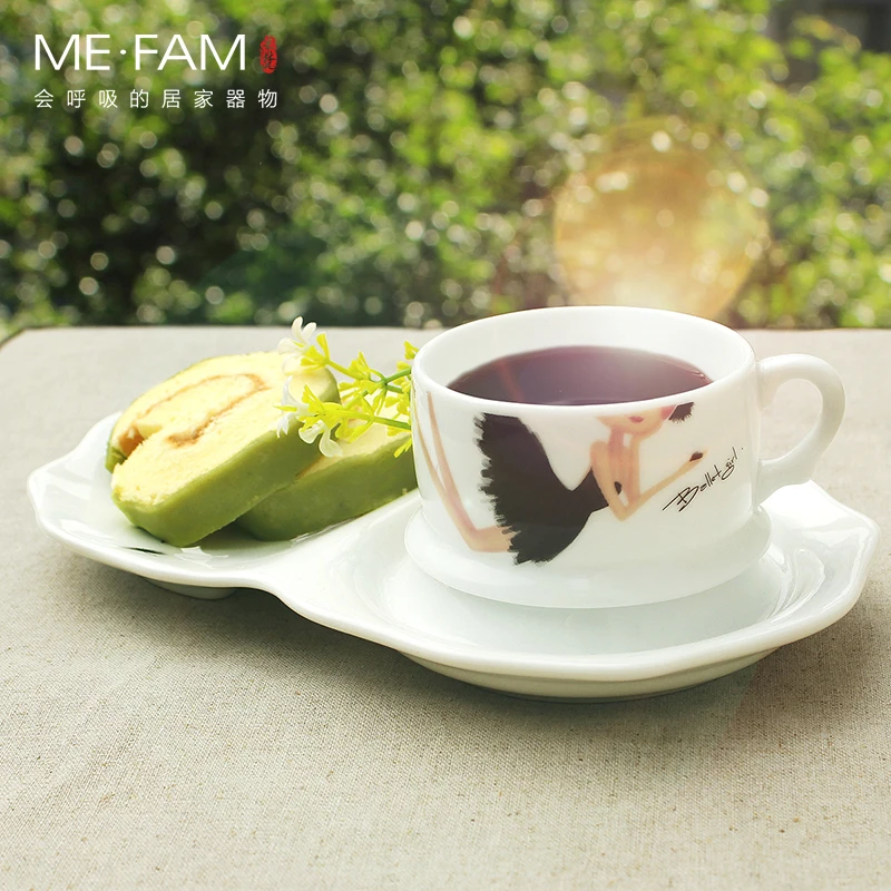 ME. FAM новая керамическая кофейная чашка и блюдце набор креативных балетных мультяшных девушек элегантная Милая принцесса чашка для завтрака 100 мл чайные чашки