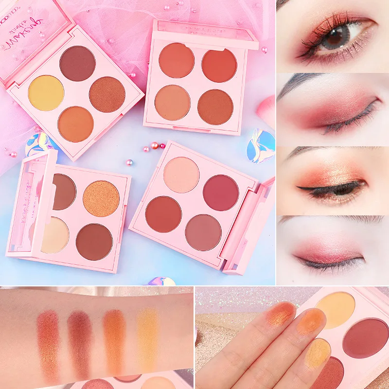 

WODWOD 4 Colors Matte Glitter Eyeshadow Palette Set Makeup Eye Shadow Powder Pallete Make Up Pigment Beauty Cosmetic