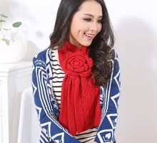 Autumn and winter girls fashion hand hook flower manual knited keep warm Scarves K001