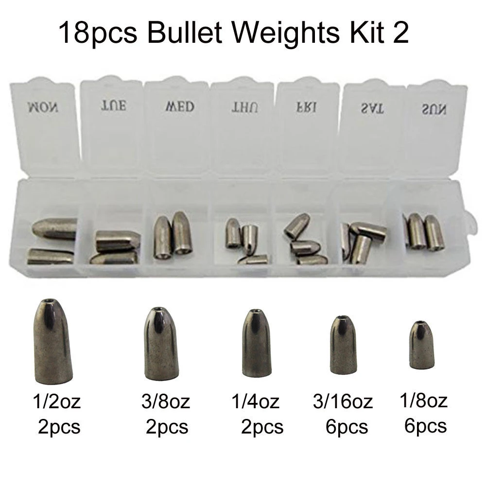 Hyaena 18pcs Tungsten Bullet Fishing Sinker For Texas Rig Plastic Worm