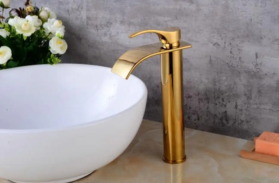 Золотой смеситель для умывальника Смеситель для ванной комнаты с одной ручкой смеситель для ванны античный кран латунный водопроводный кран