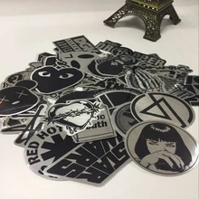 50pcs/lot Metallic Color Black and White DIY Stickers for Skateboard Laptop Snowboard Car Phone Home Decor Funny Kids Toys Gifts