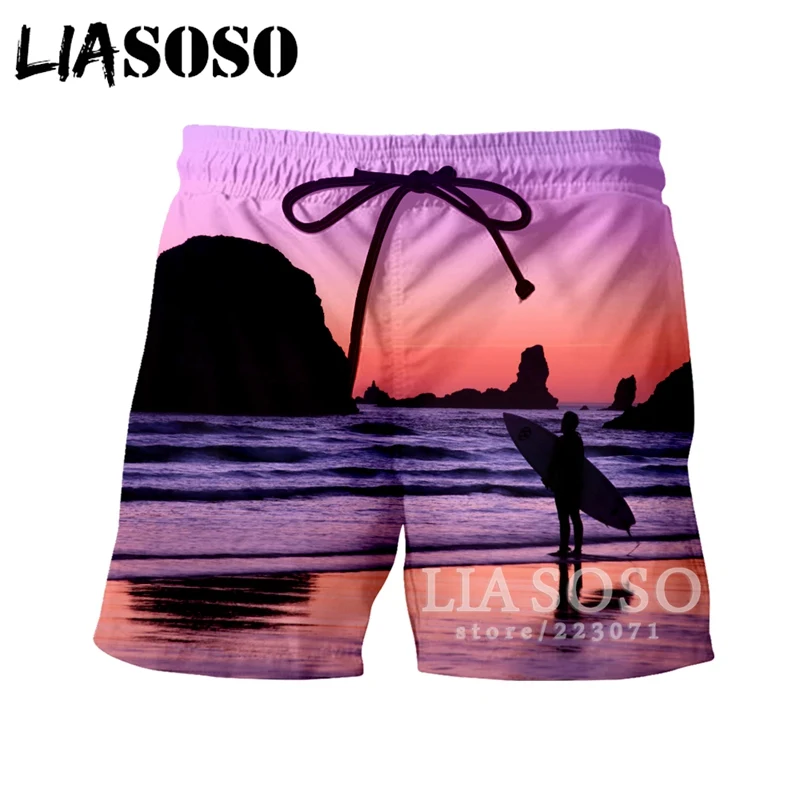 LIASOSO 2019 летние новые мужские и женские шорты с 3D принтом Экстремальные спортивные шорты для серфинга пляжные фитнес мужские шорты Модная