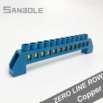 

12 Hole Bridge Type Blue enclosure Zero Line Screws Electrical Row Connection Terminal Block Copper Strip 6*9 (5PCS)