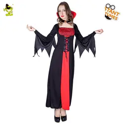 Взрослых благородный Queen вампиров костюм Для женщин Хэллоуин вечерние благородный Готический Кровосос Косплэй карнавальные костюмы