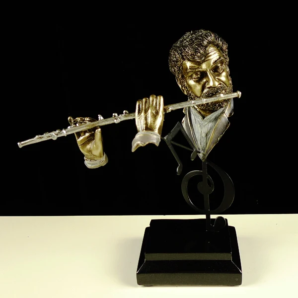 Abstractive Flute Player Bust Sculpture Resin Musician Statue Gift and