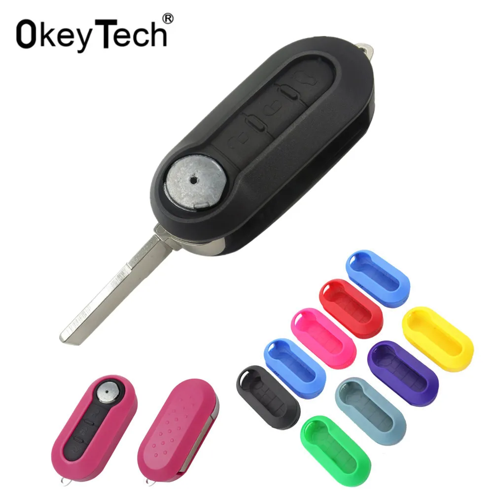 

OkeyTech 3 Button Flip Folding Car Key Shell Case For Fiat 500 Punto Ducato Stilo Panda Remote Key Car Styling Keyless Entry Fob
