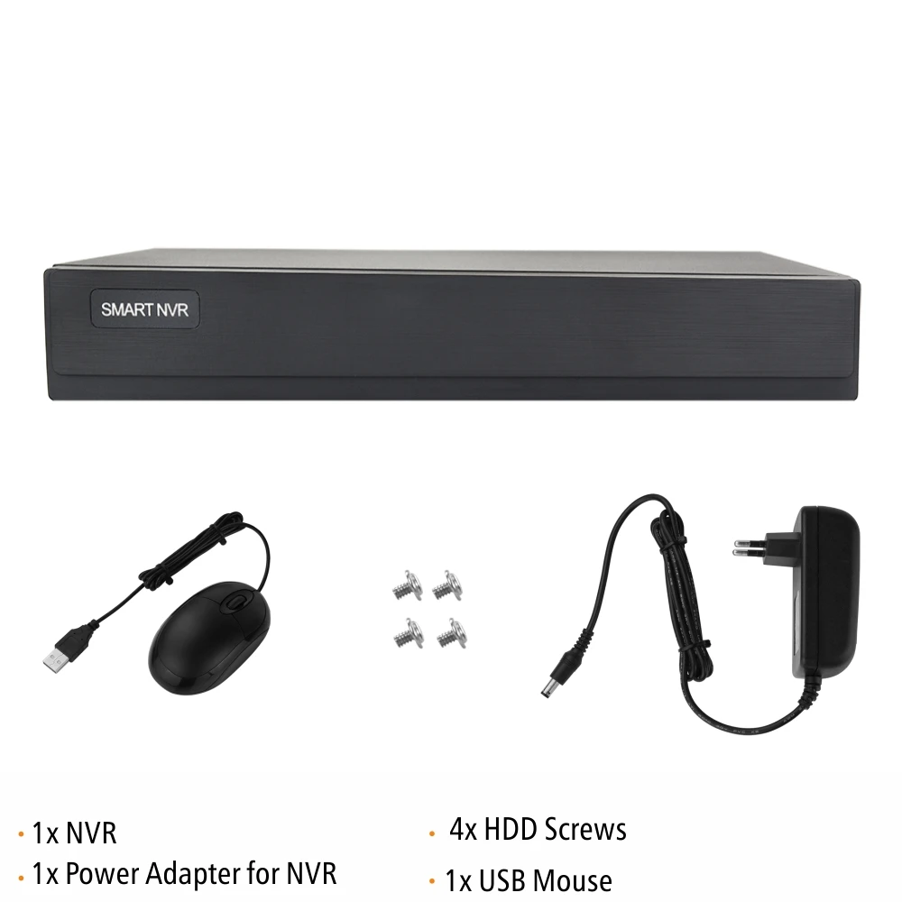 SVNVR 8CH 4K 8MP H.264 and H.265 Network Video Recorder support 1x10TB Harddrive with HDMI and VGA Output, Free PC Software