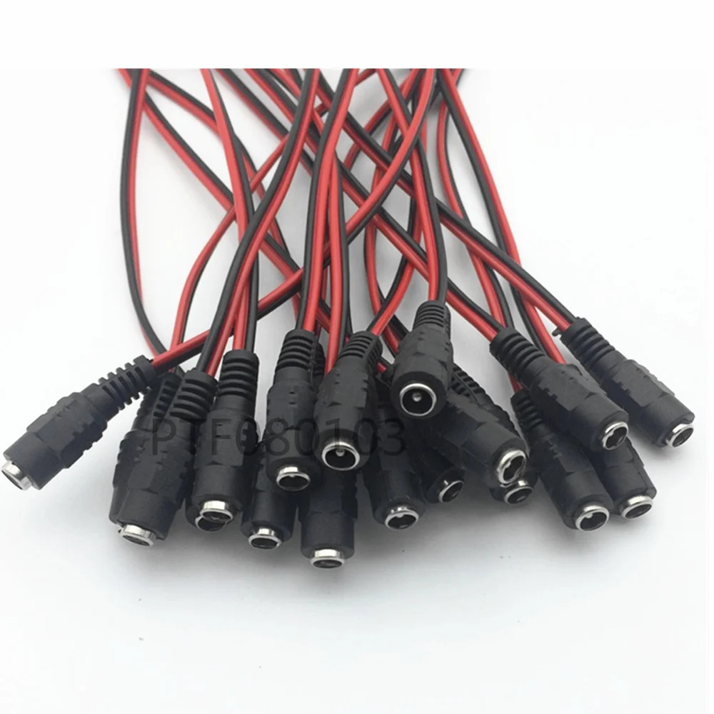 10pcs 5.5x2.1/5.5*2.1 mm Female plug 12V DC Power Pigtail cable jack for CCTV Security Camera connector