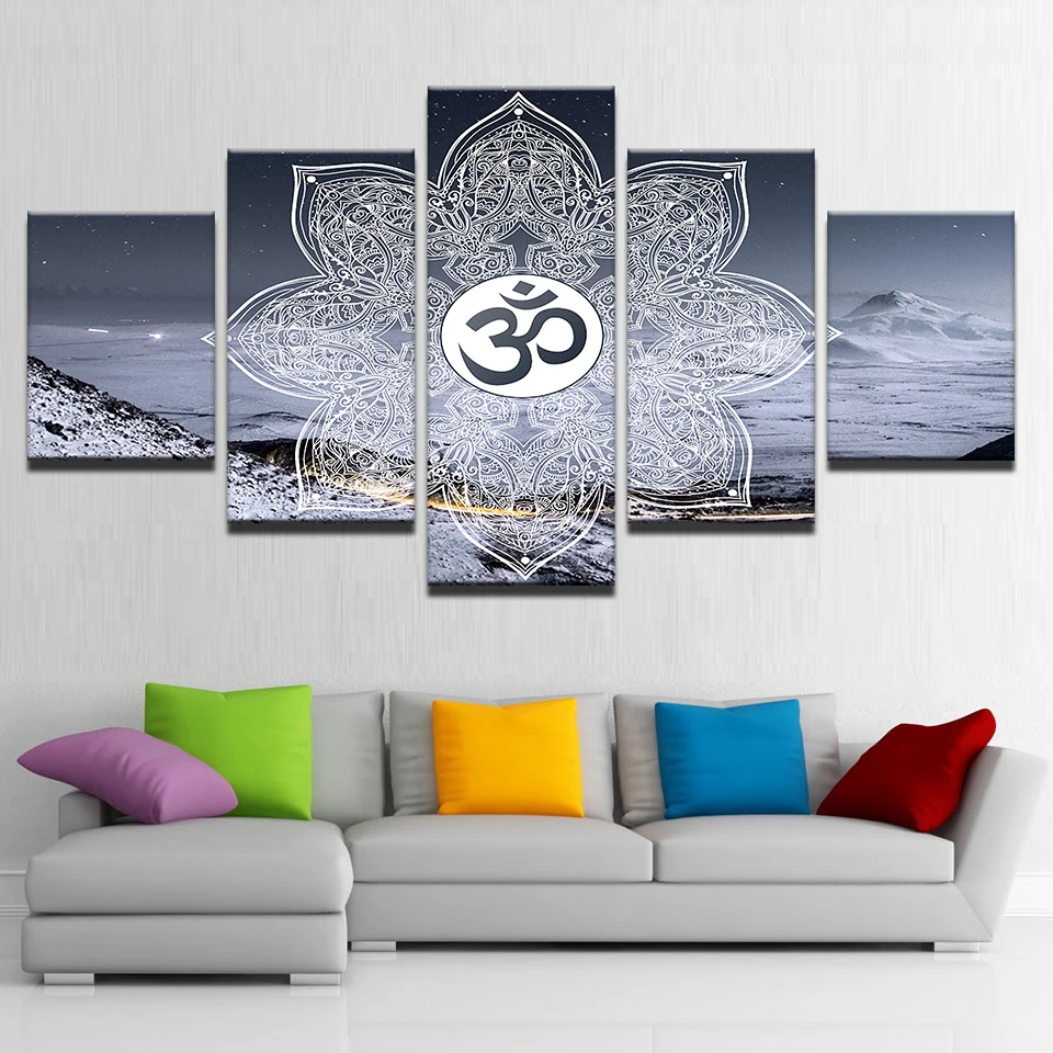 

Muslim Islam Allah The QurAn Symbol Painting Room Home Decor 5 Pieces HD Print Poster Wall Art Frame Canvas Motivational Picture