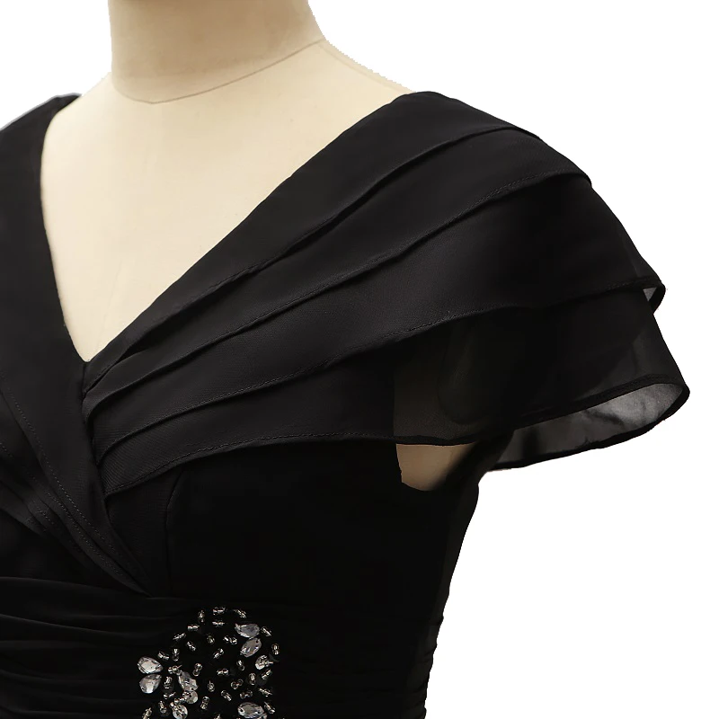 Бирюзовое Длинное Черное женское вечернее платье, Короткие вечерние платья, коктейльное платье с рукавами-крылышками, расшитое бисером размера плюс, платье для матери невесты
