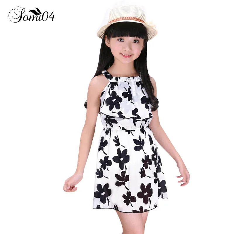Girl Dresses Summer 2018 New Children Clothing Kids Flower Pattern Backless Dress Chiffon Princess Little Teens Girls Costume hayden vintage lace flower girls dresses summer costume for teens girl children clothing kids clothes girls party frocks designs