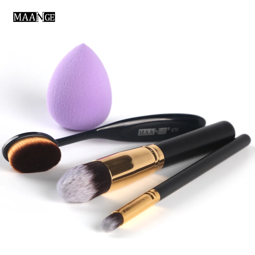 

High Quality 4pcs Set Makeup Sponge Oval Brush Tool Cosmetic Foundation Cream Powder Blush Eye Shadow Makeup Brush Pro Maquiagem