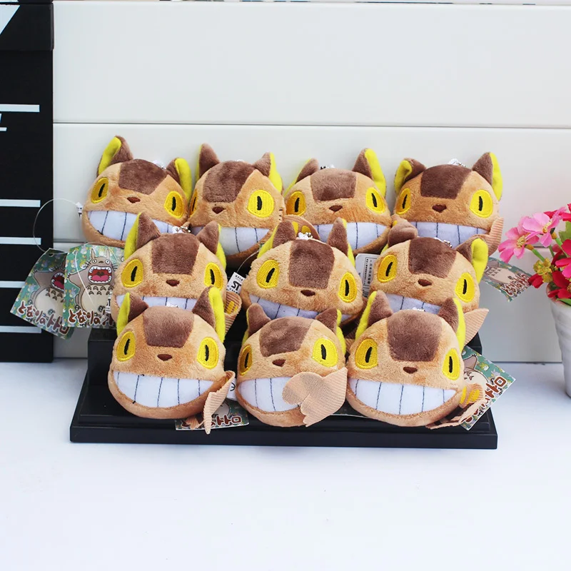

5pcs/lot Anime My Neighbor Totoro Cat Bus Plush Keychains Pendant Stuffed Plush Toys With Ring 7cm Free Shipping