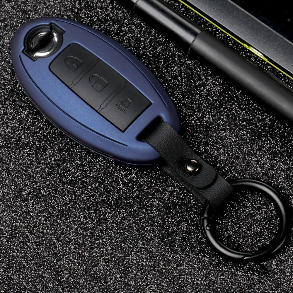 

Carbon Car Key Case For Nissan Qashqai J11 J10 Juke Tiida Note X Trail T32 Keychain Bag Remote Fob Protector Cover Accessories