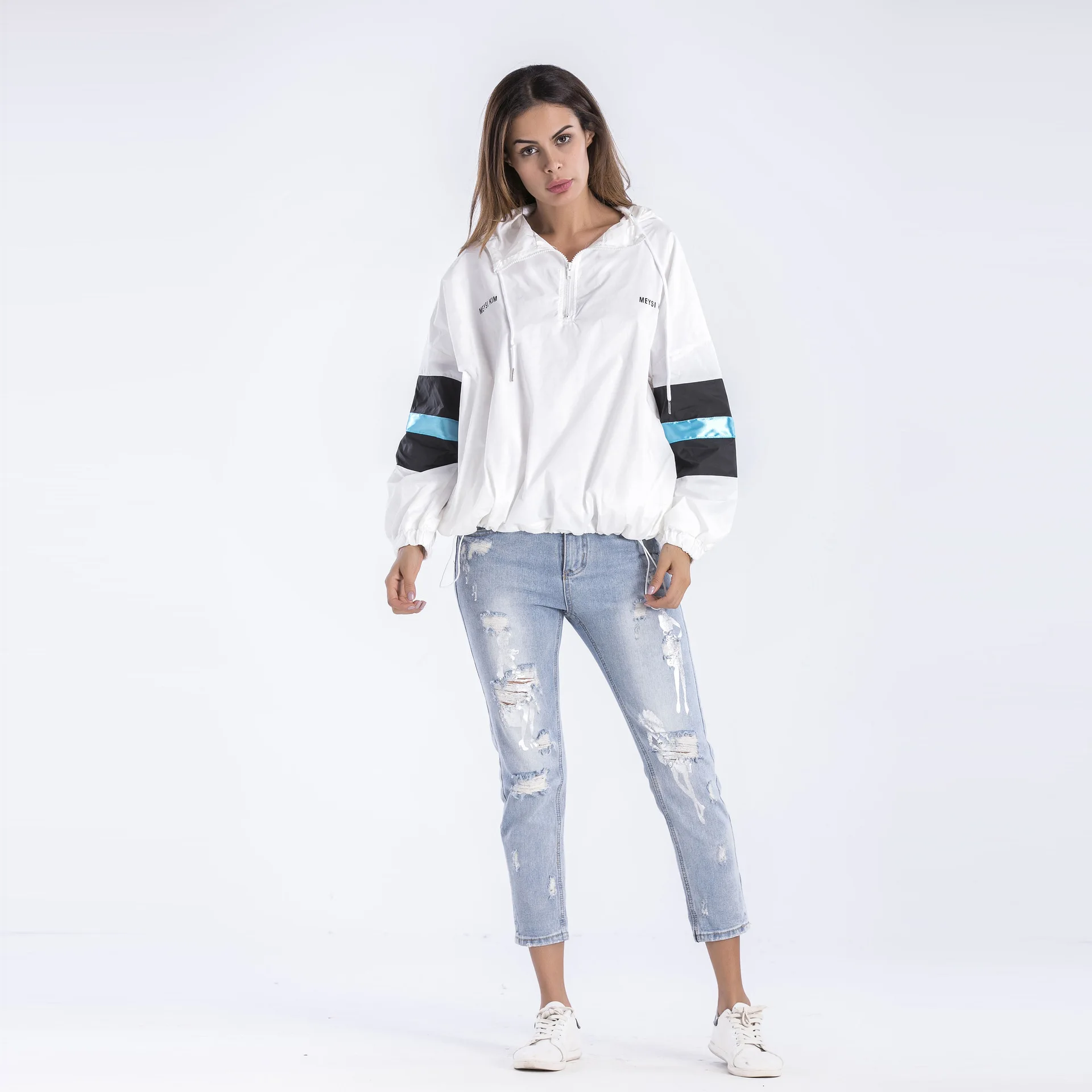 2018 Women's Bohemia jacket hooded letter hooded windbreaker Female Top Casual autumn and winter Sweatershirts Pullover sweater